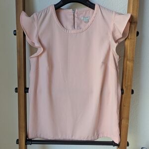 J. Crew Women's Light Pink Ruffle Sleeve Blouse - Size 2